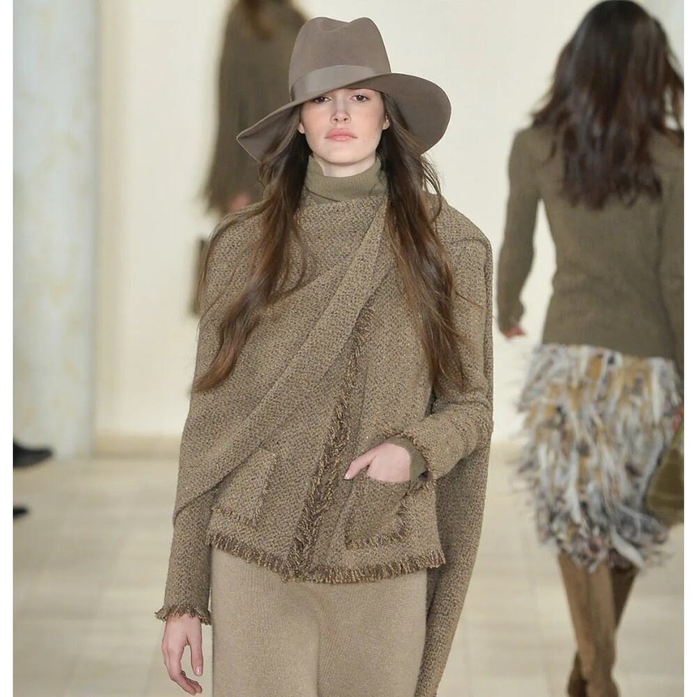 Ralph Lauren Purple Label Cardigan Tweed Wool Cashmere Sweater Jacket Runway 10 - Picture 1 of 8